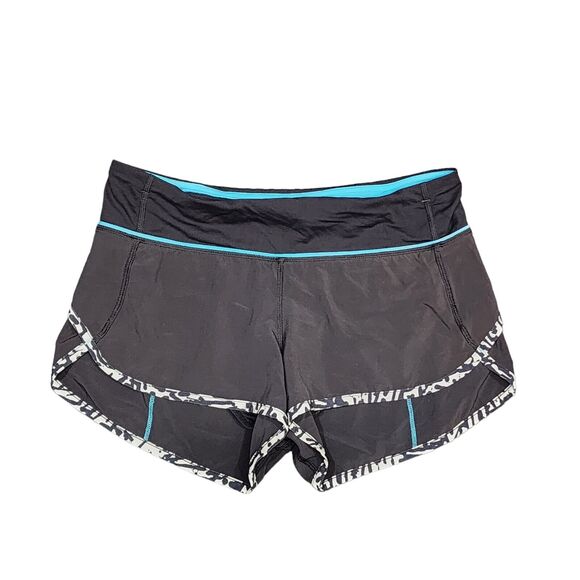 Lululemon Run Speed Short 4-way Stretch Black Brushed Animal Print Size 4 - Picture 1 of 11